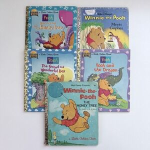 Little Golden Books Vintage Winnie the Pooh Walt Disney Lot Of 5